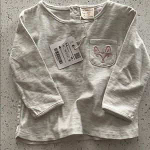 Baby girl Zara heather gray long sleeve top 3-6mos